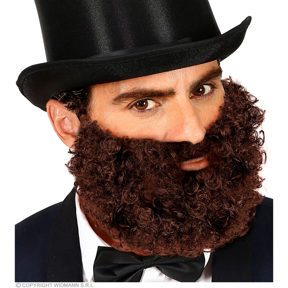 Op deze afbeelding zie je een Accessoires, van het merk Widmann. Bruine Krullen Baard En Snor