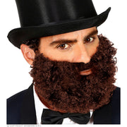 Op deze afbeelding zie je een Accessoires, van het merk Widmann. Bruine Krullen Baard En Snor
