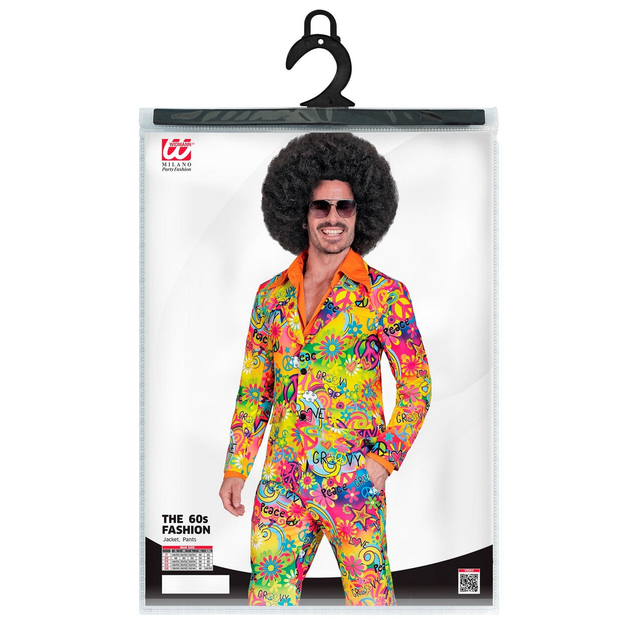 Op deze afbeelding zie je een Kostuums, van het merk Widmann. Super 60s Peace And Love 2delig Man Kostuum