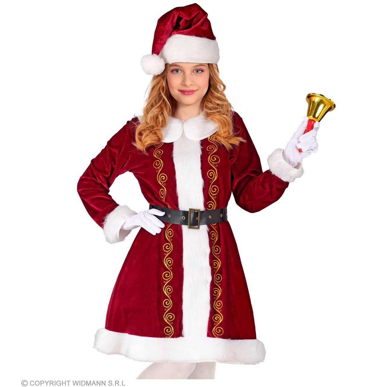 Op deze afbeelding zie je een Kostuums, van het merk Widmann. Jonge Miss Claus Kind Meisje Kostuum