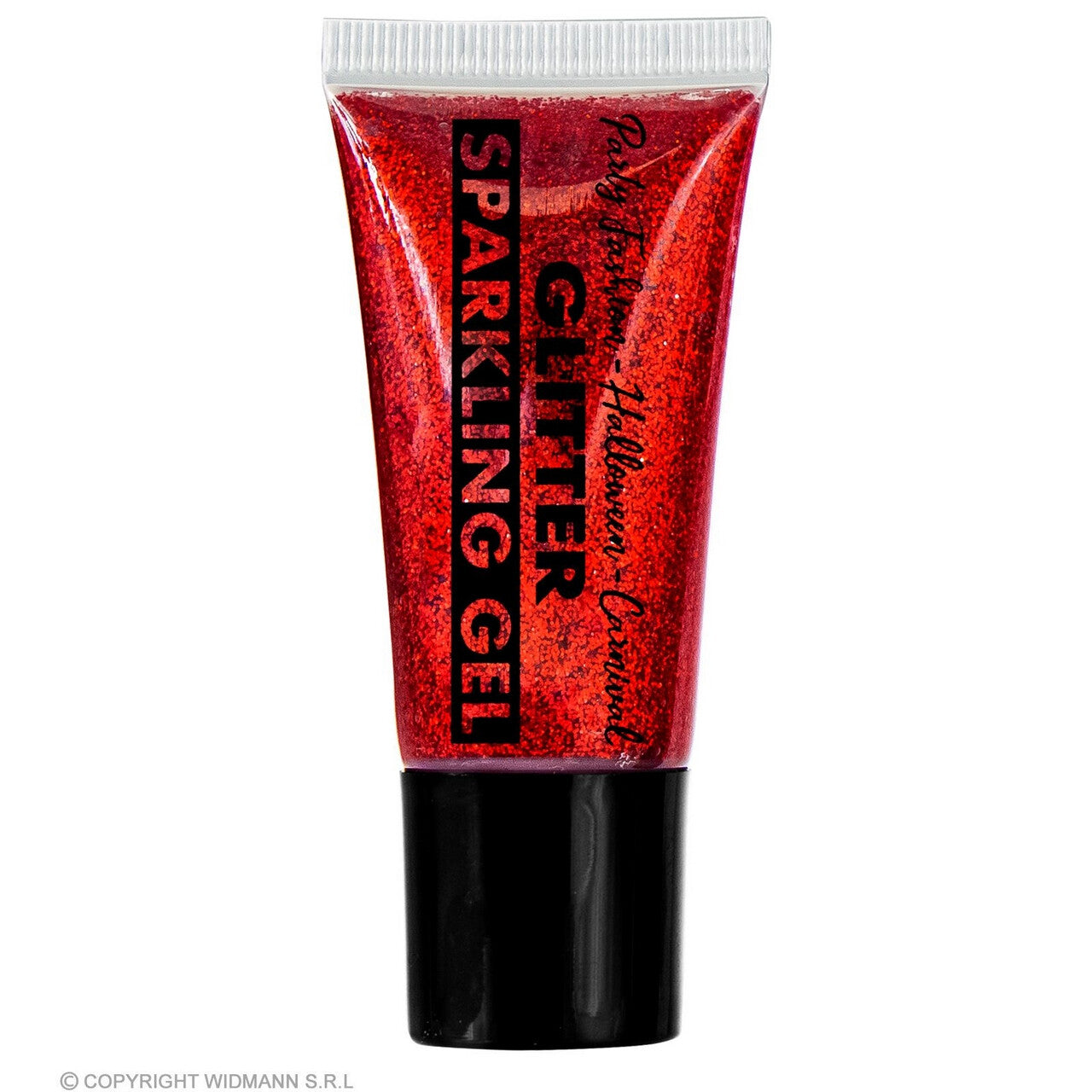 Op deze afbeelding zie je een Accessoires, van het merk Widmann. Sparkling Make-Up Gel Glitters Rood, 25 Milliliter