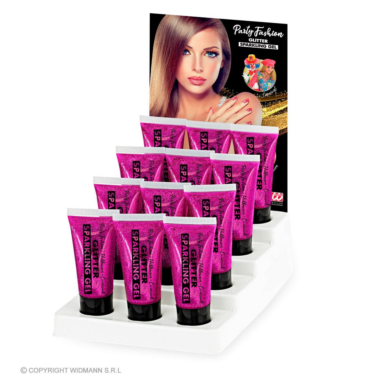 Op deze afbeelding zie je een Accessoires, van het merk Widmann. Sparkling Make-Up Gel Glitters Roze, 25 Milliliter