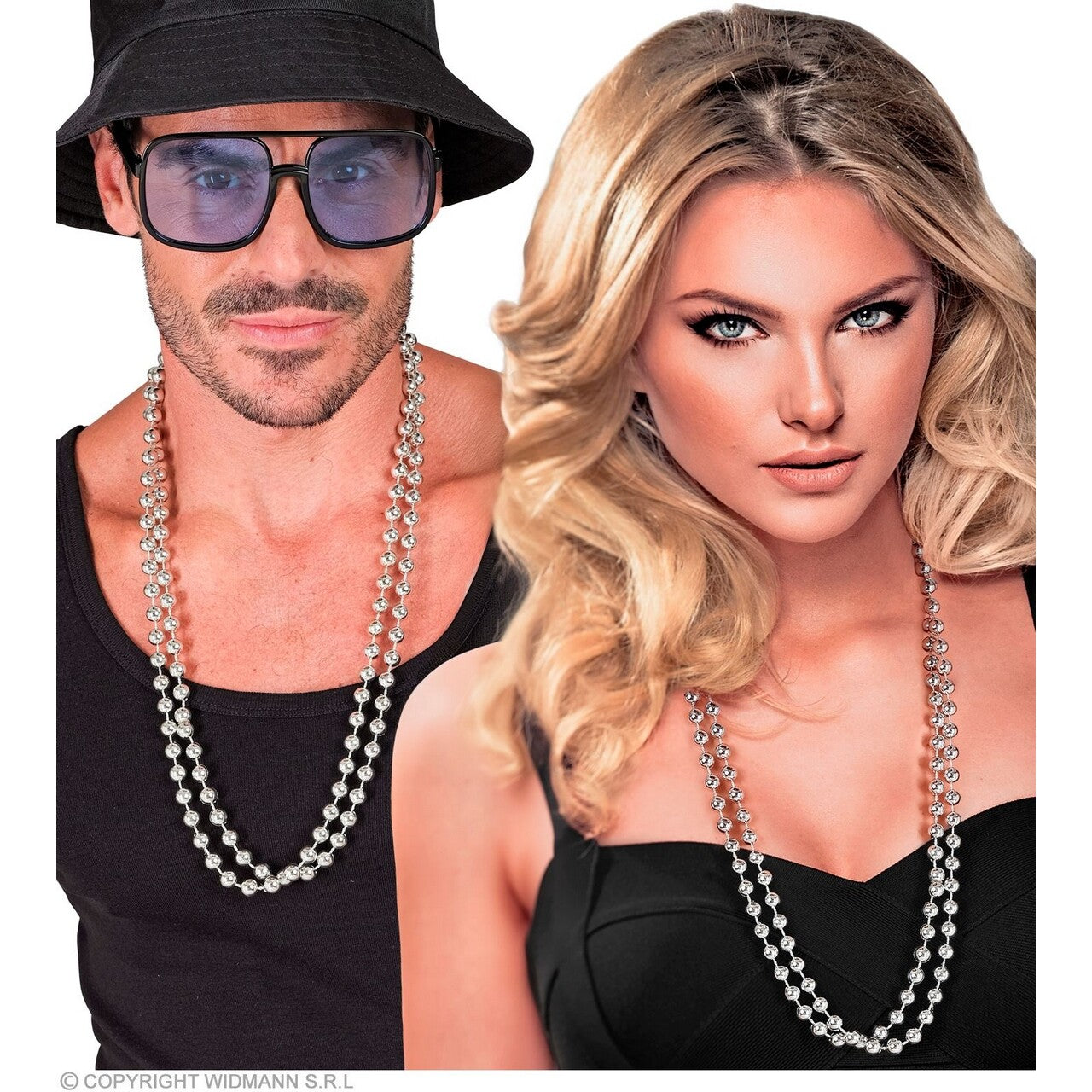 Op deze afbeelding zie je een Accessoires, van het merk Widmann. Dubbele Kralen Ketting Zilver