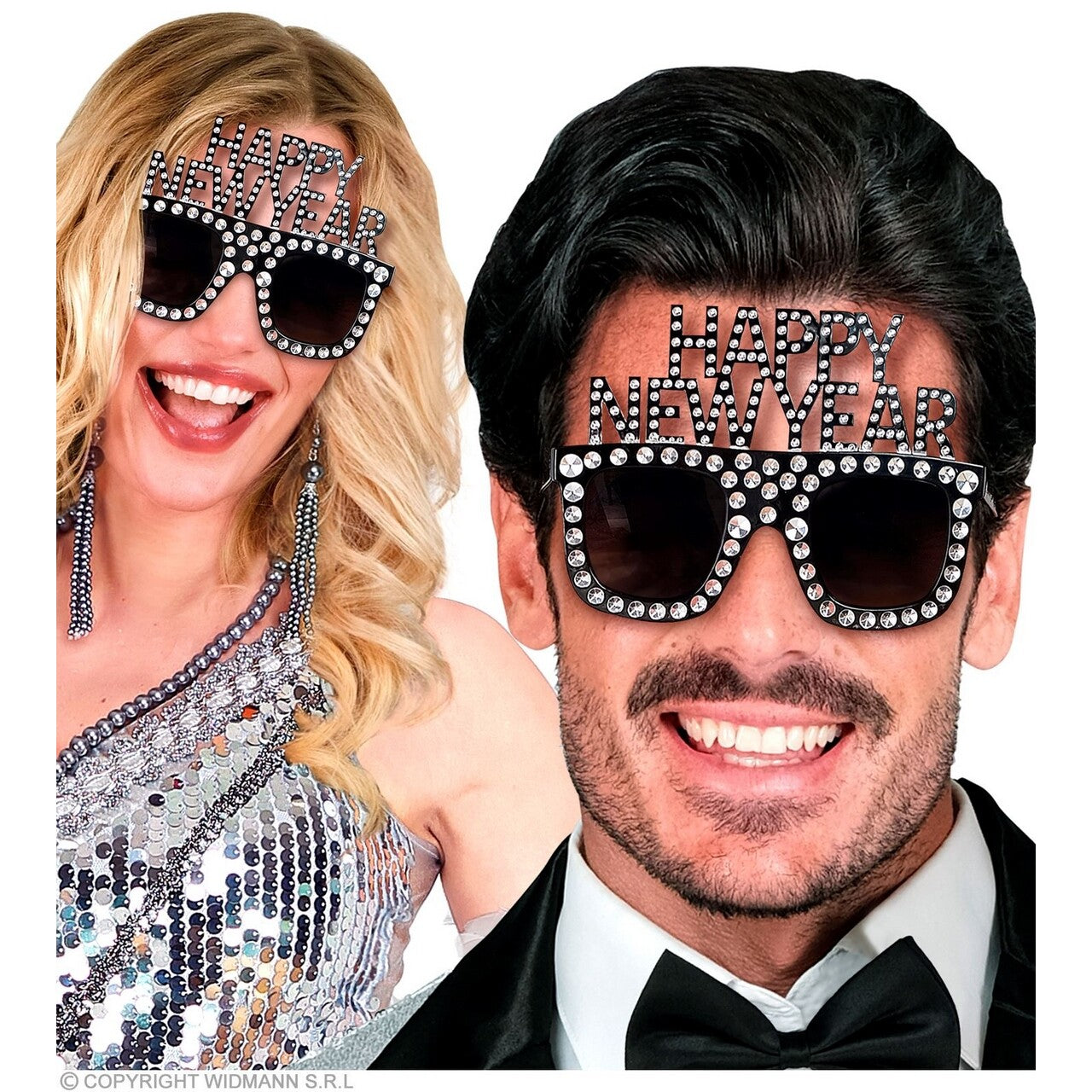 Op deze afbeelding zie je een Accessoires, van het merk Widmann. Bril Happy New Year Zilver