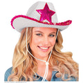 Cowboyhoed Wit Party Girl Met Roze Pailletten Ster