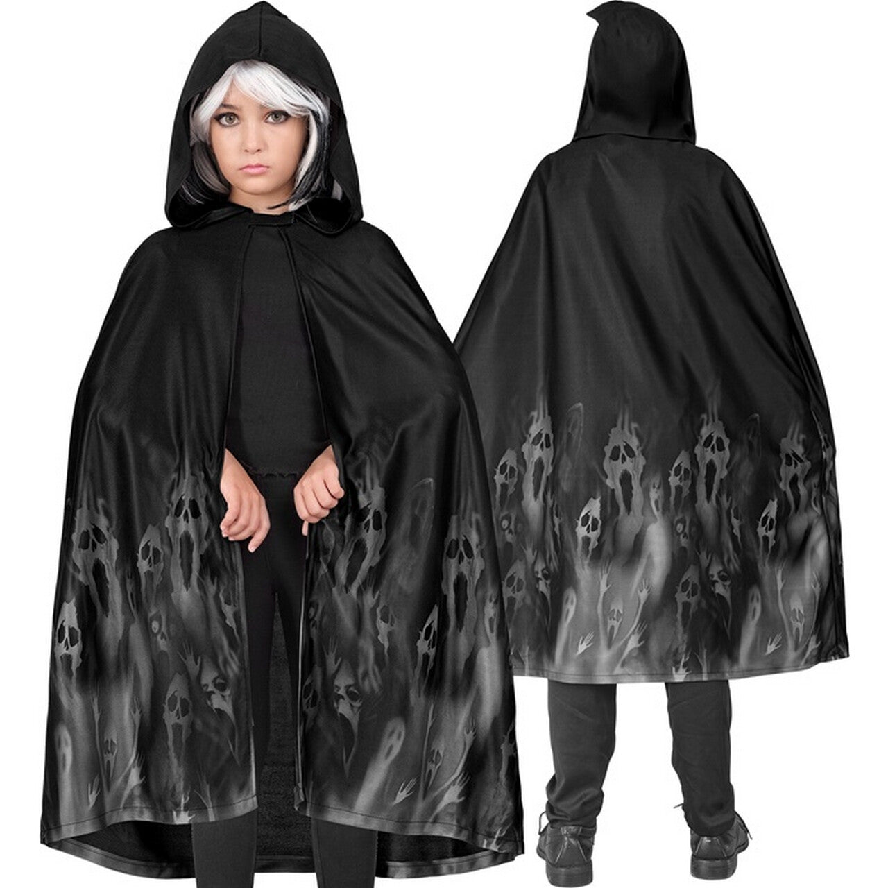 Op deze afbeelding zie je een Kostuums, van het merk Widmann. Zwarte Cape Screaming Gouls 90 Centimeter Kind Kostuum