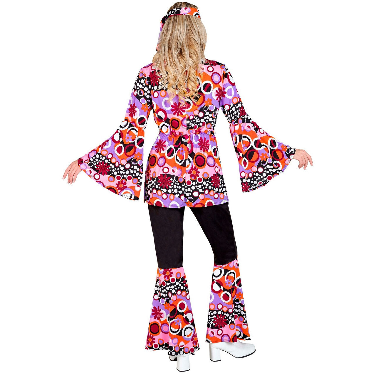 Op deze afbeelding zie je een Kostuums, van het merk Widmann. Groovy Bubbles Jaren 70 Style Roze Vrouw Kostuum