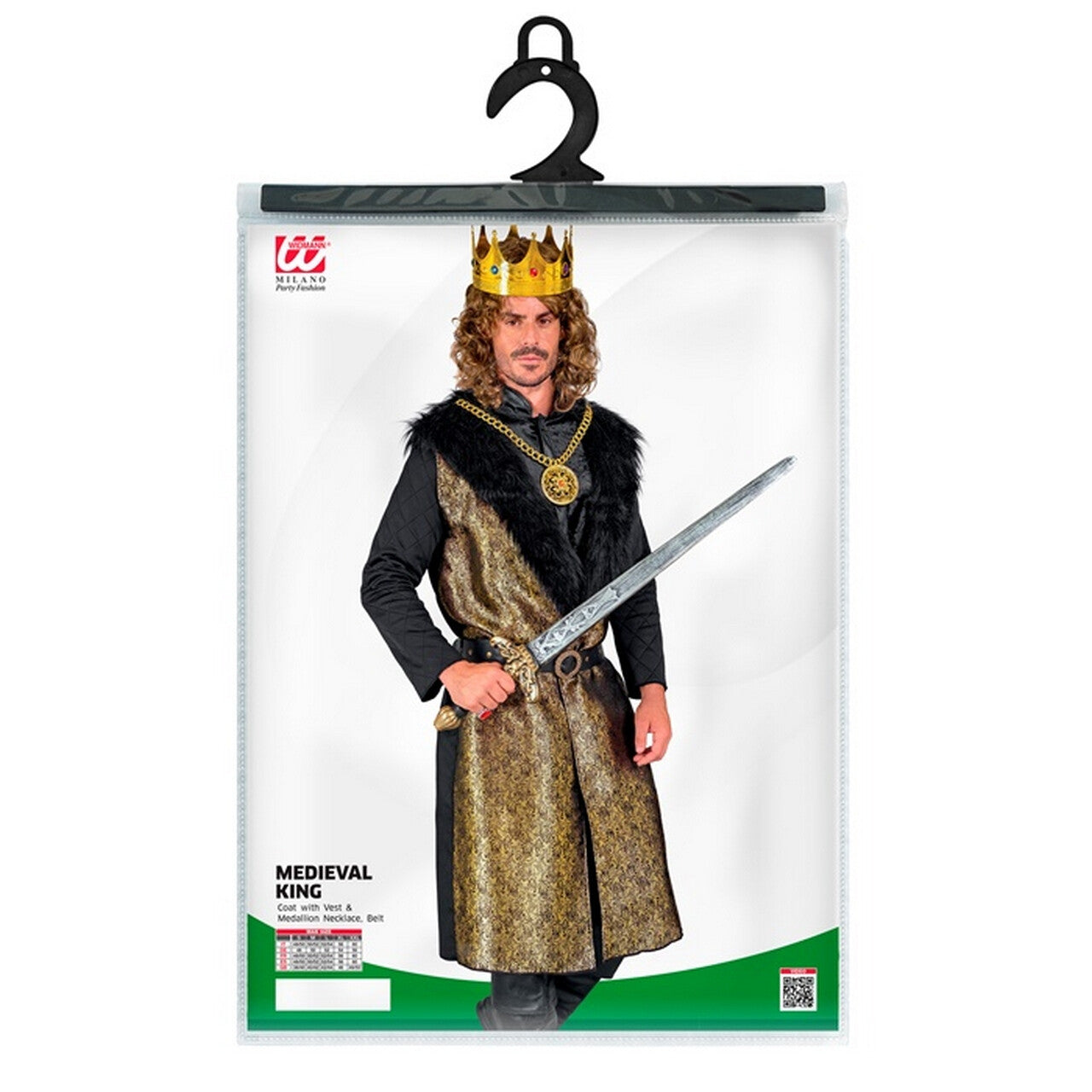 Op deze afbeelding zie je een Kostuums, van het merk Widmann. Middeleeuwse Koning Richard Gold Man Kostuum