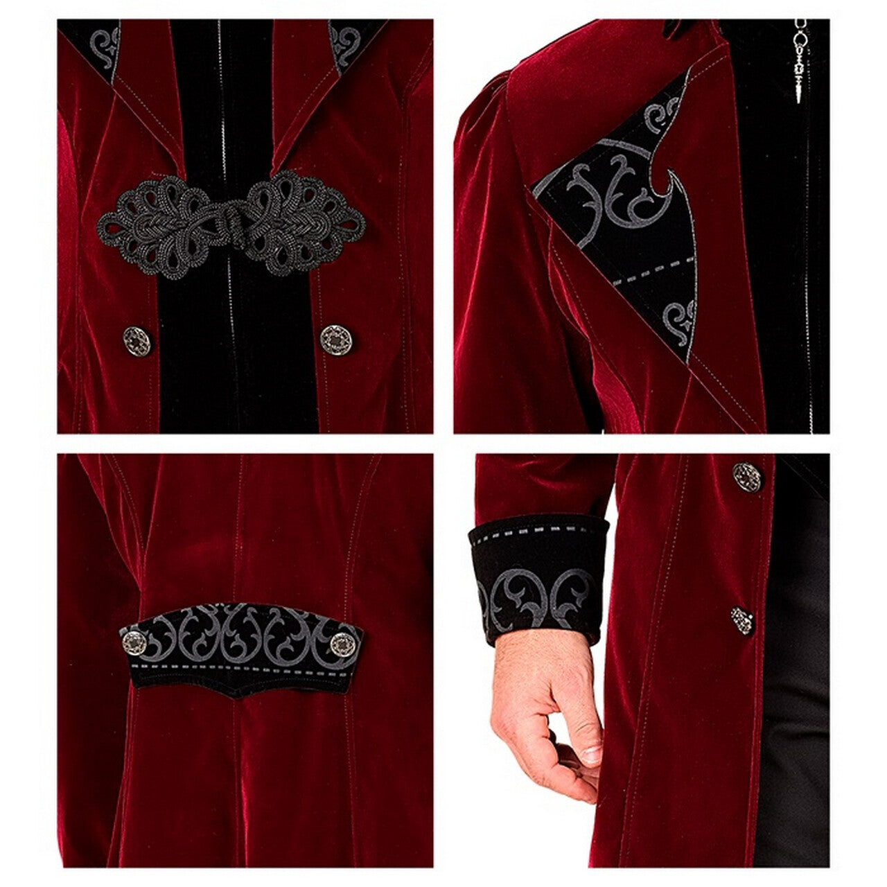 Op deze afbeelding zie je een Kostuums, van het merk Widmann. Fluwelen Jas Bordeaux Graaf Gothic Man Kostuum
