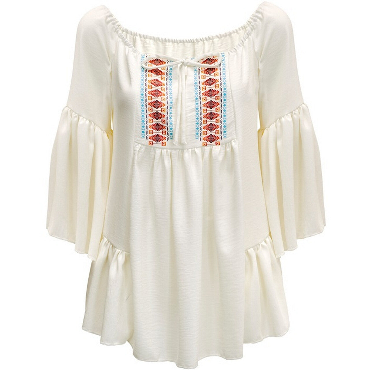 Op deze afbeelding zie je een Kostuums, van het merk Widmann. Boho Hippie Shirt Wit Vrouw