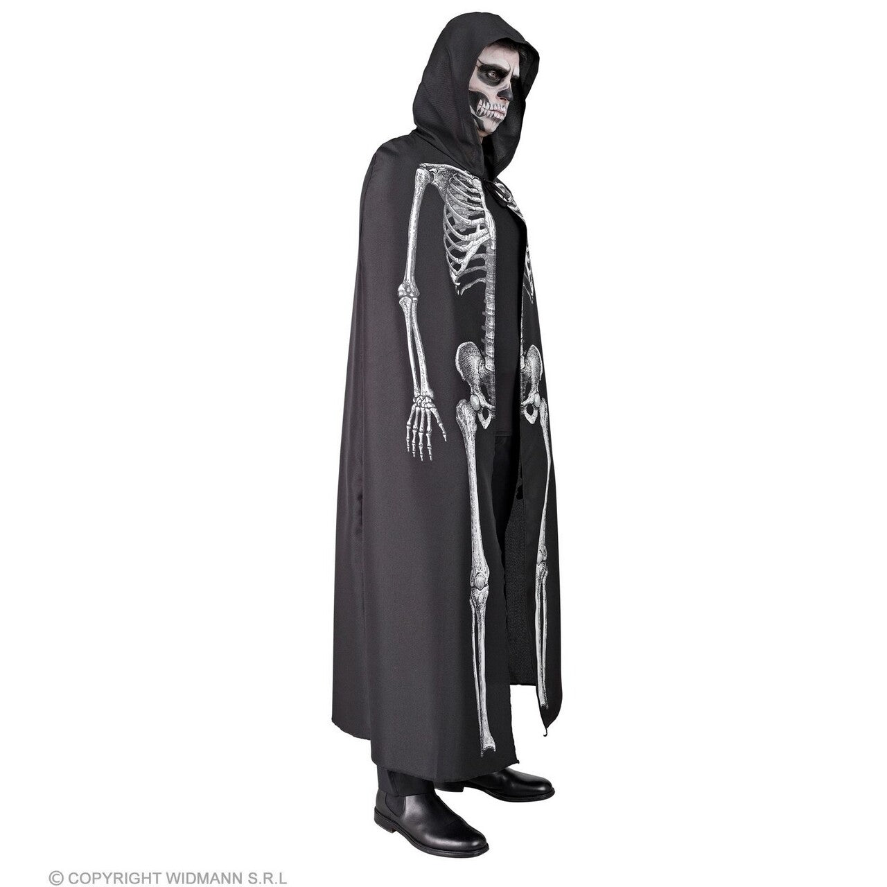 Op deze afbeelding zie je een Kostuums, van het merk Widmann. Enorm Lange Skelet Cape Met Kap
