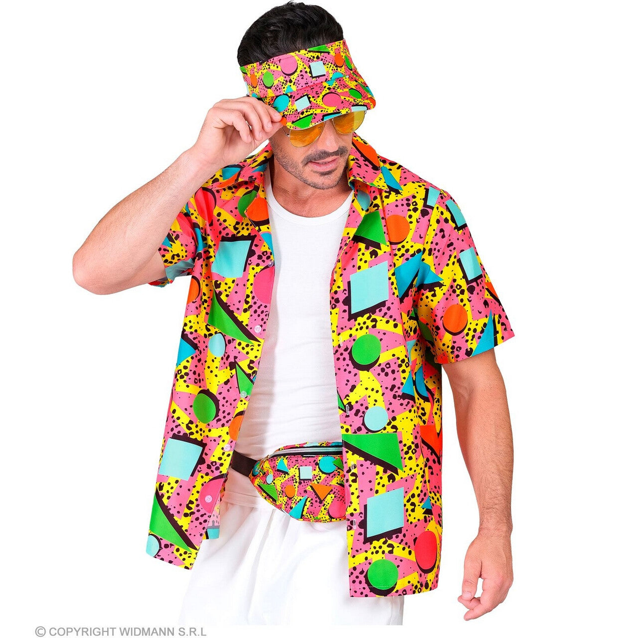 Op deze afbeelding zie je een Kostuums, van het merk Widmann. 80s Shirt Funky Festival Multicolour