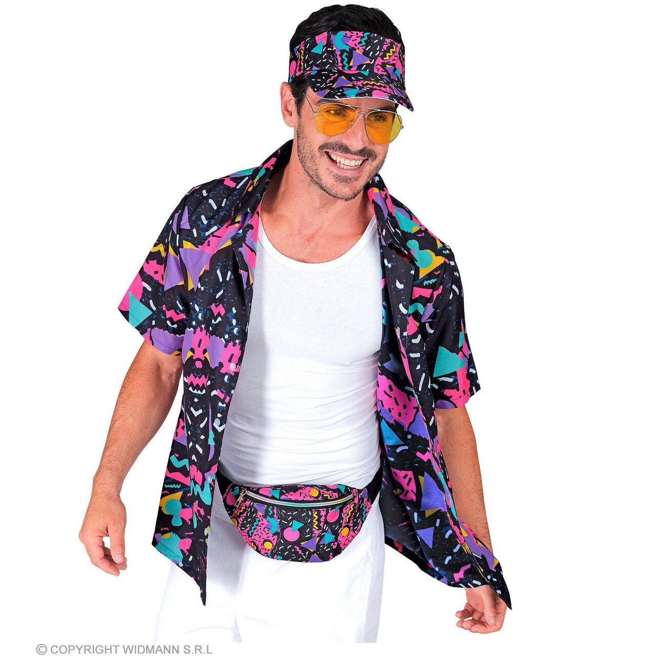 Op deze afbeelding zie je een Accessoires, van het merk Widmann. 80s Zonneklep En Heuptasje Dancefloor Hero