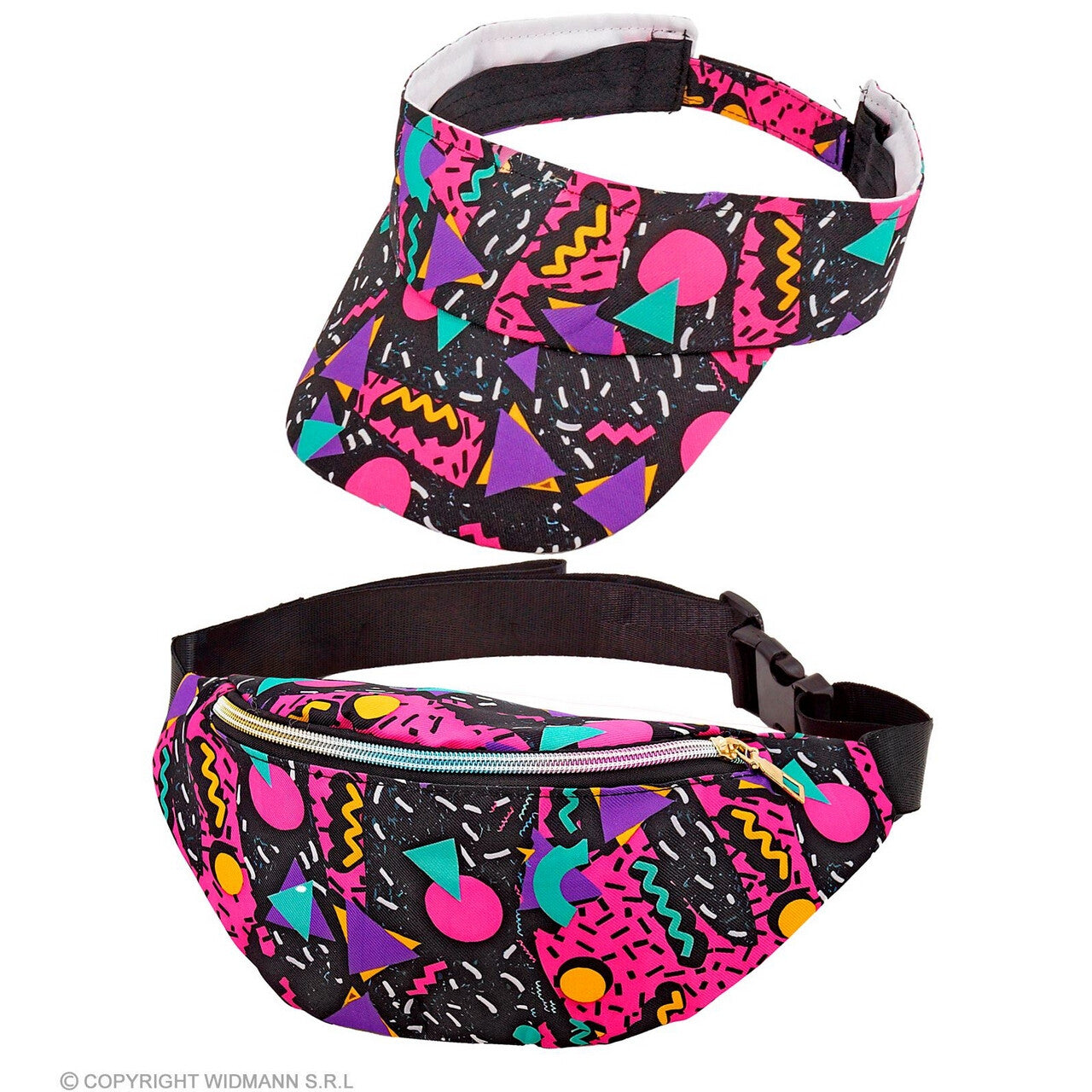 Op deze afbeelding zie je een Accessoires, van het merk Widmann. 80s Zonneklep En Heuptasje Dancefloor Hero