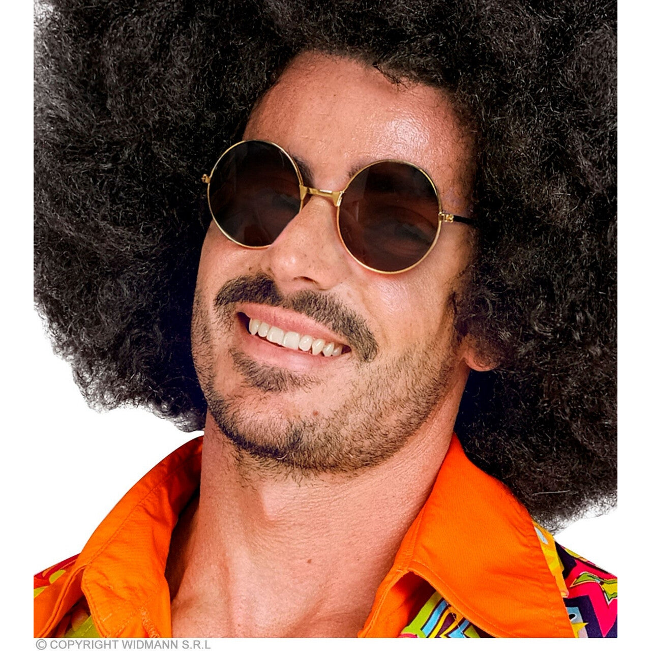 Op deze afbeelding zie je een Accessoires, van het merk Widmann. Bril Hippie Bruin Glas