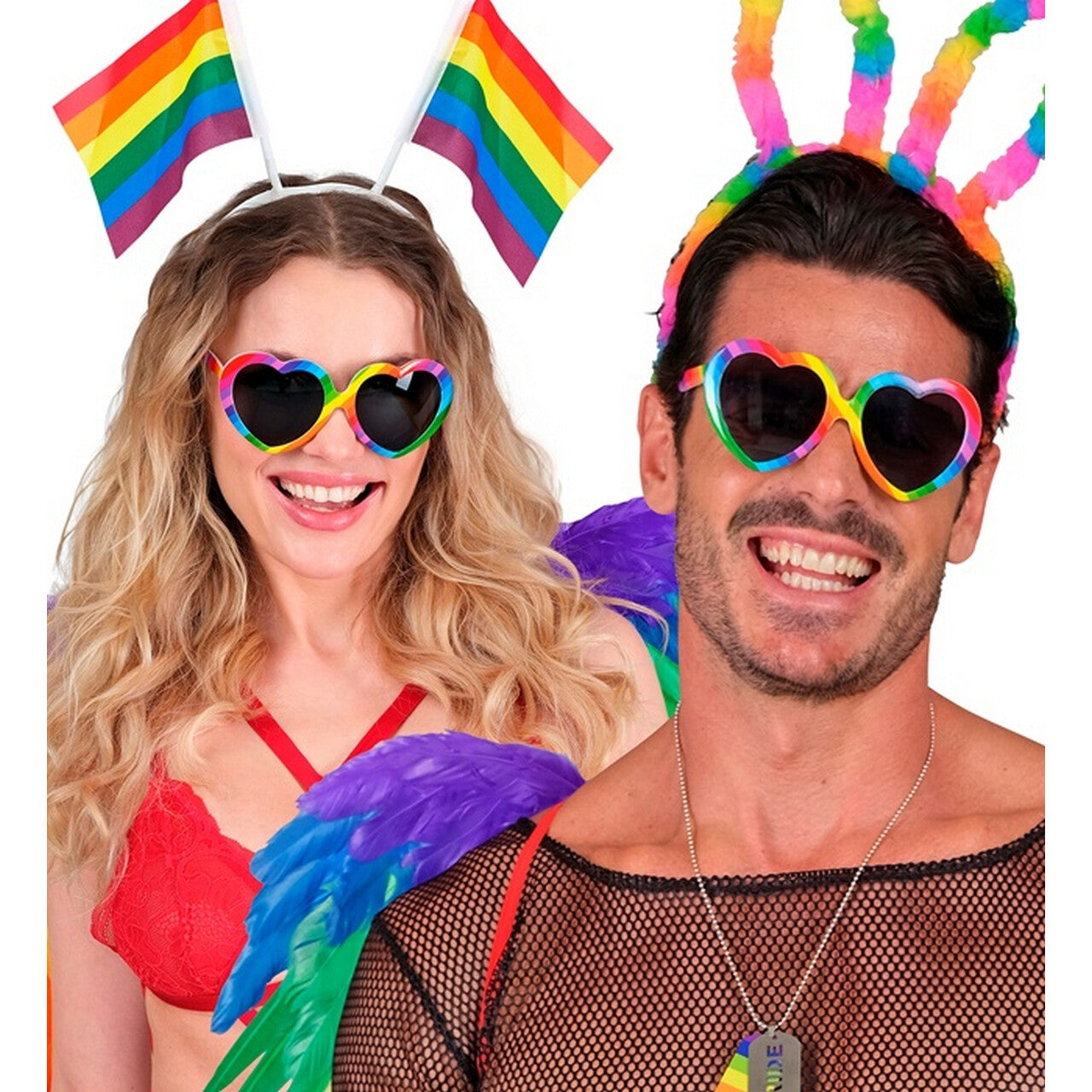 Op deze afbeelding zie je een Accessoires, van het merk Widmann. Rainbow Love Bril