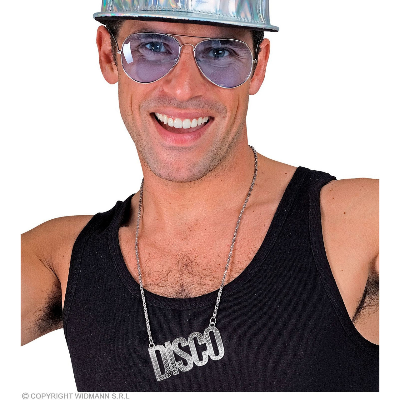 Op deze afbeelding zie je een Accessoires, van het merk Widmann. Ketting Disco Zilver 65 Cm