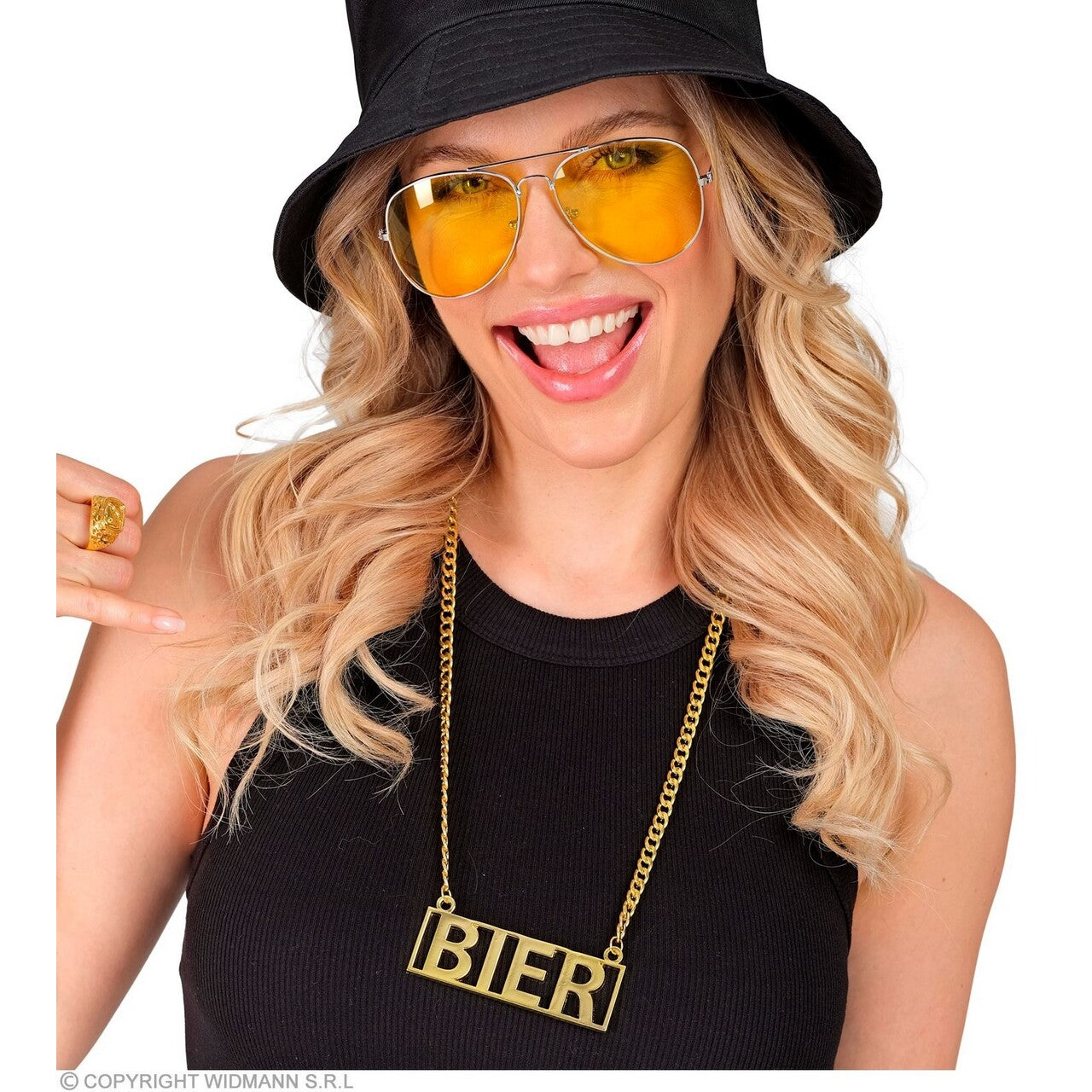 Op deze afbeelding zie je een Accessoires, van het merk Widmann. Ketting Bier Goud 65 Cm