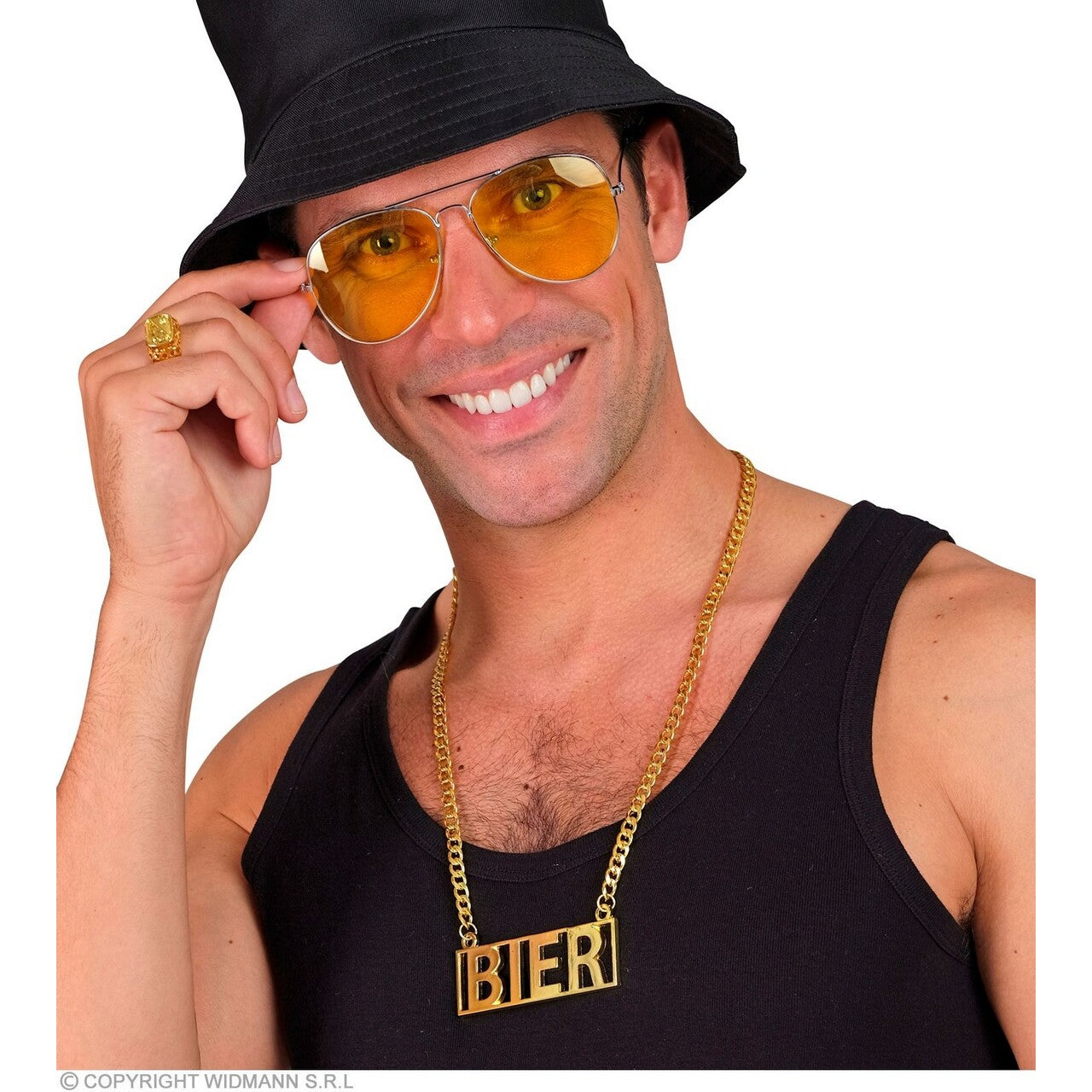 Op deze afbeelding zie je een Accessoires, van het merk Widmann. Ketting Bier Goud 65 Cm
