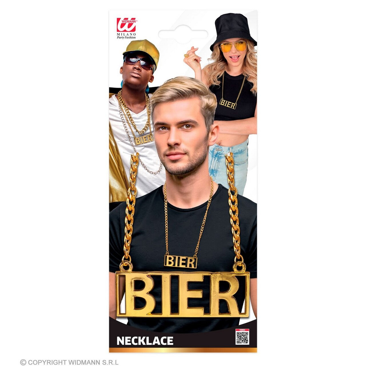 Op deze afbeelding zie je een Accessoires, van het merk Widmann. Ketting Bier Goud 65 Cm