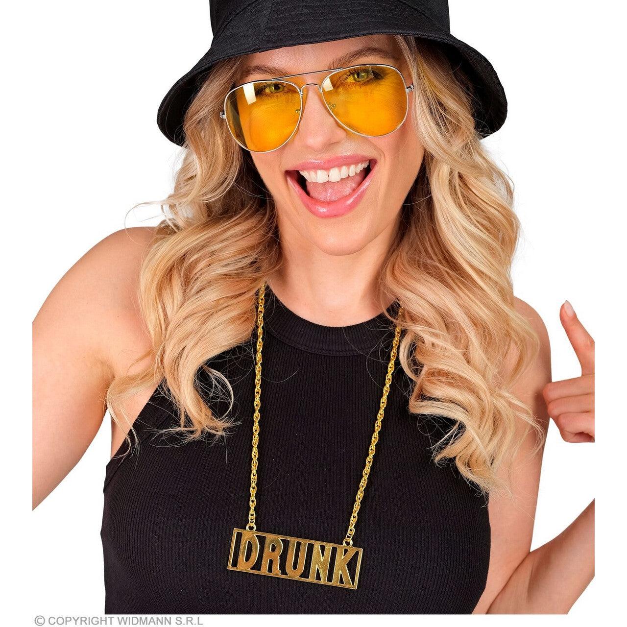 Op deze afbeelding zie je een Accessoires, van het merk Widmann. Ketting Drunk Goud 65 Cm