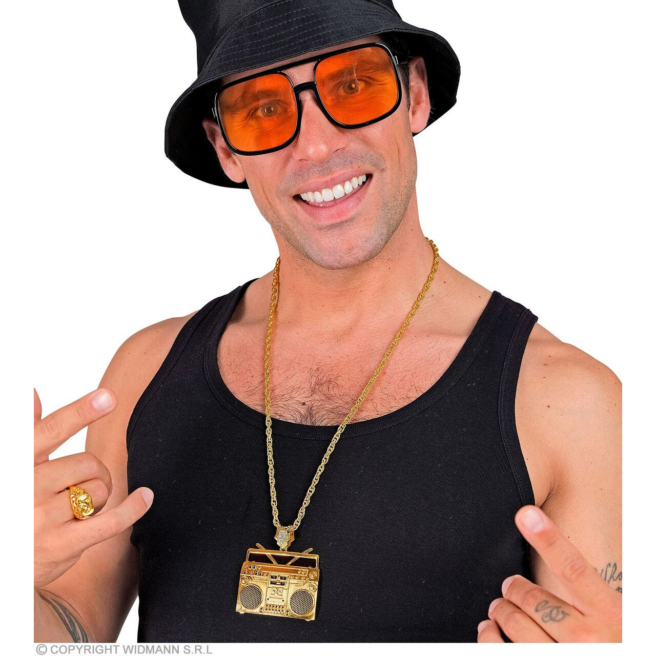 Op deze afbeelding zie je een Accessoires, van het merk Widmann. Ketting Radio Goud 75 Cm