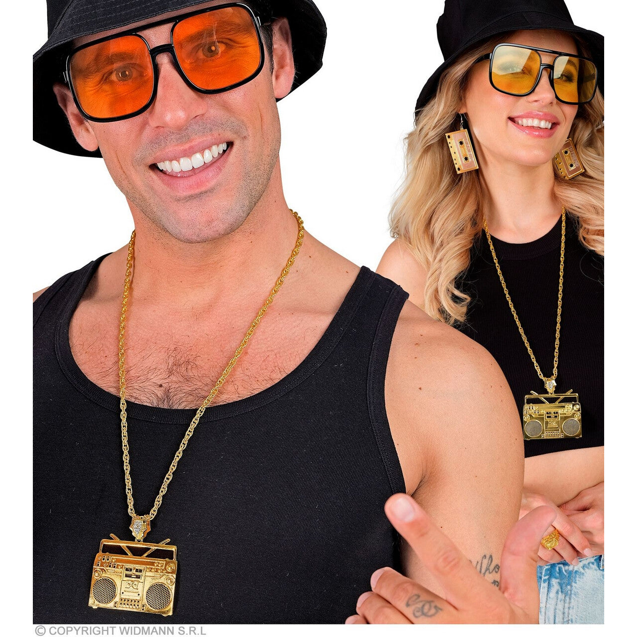 Op deze afbeelding zie je een Accessoires, van het merk Widmann. Ketting Radio Goud 75 Cm