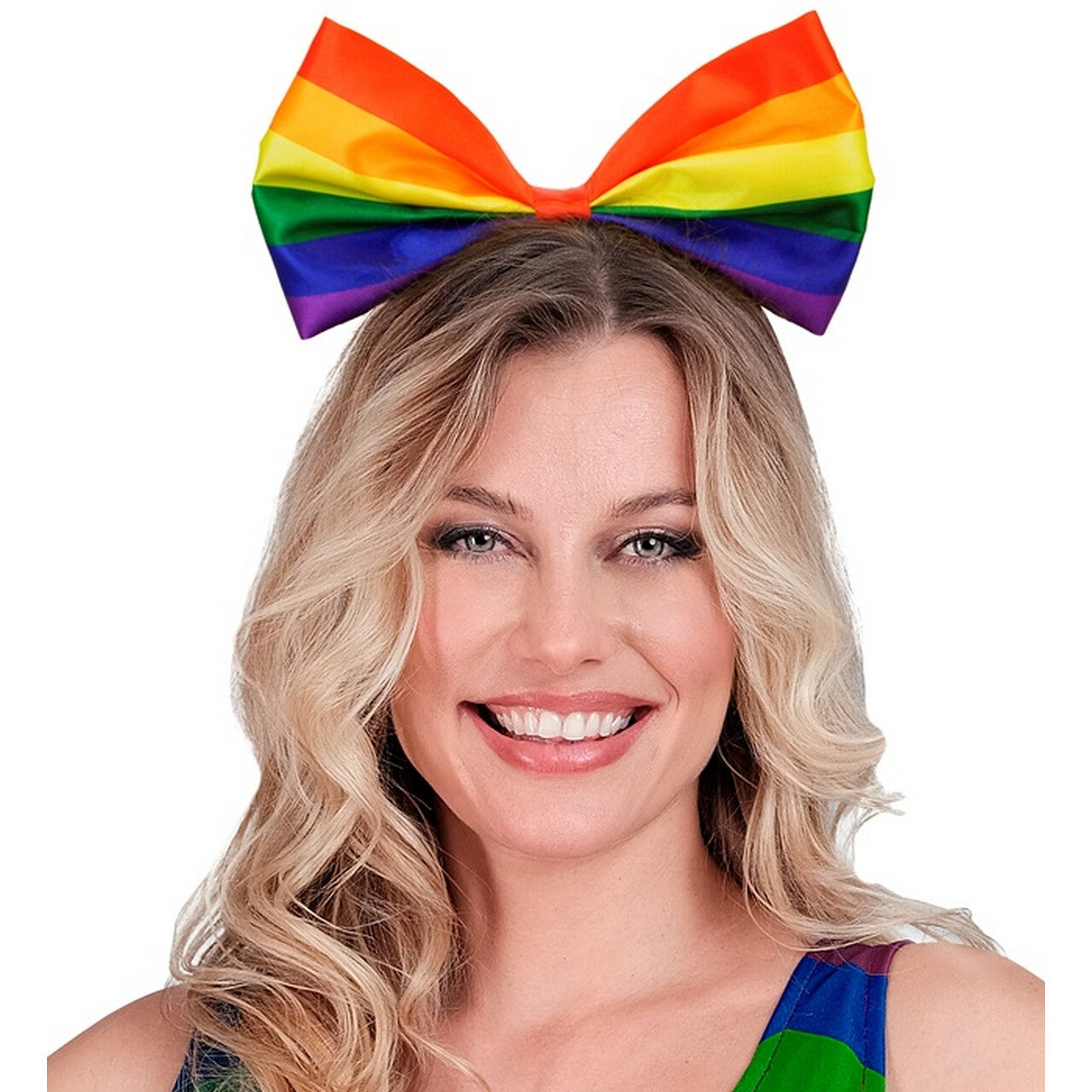 Op deze afbeelding zie je een Accessoires, van het merk Widmann. Hoofdband Met Regenboog Strik Jojo