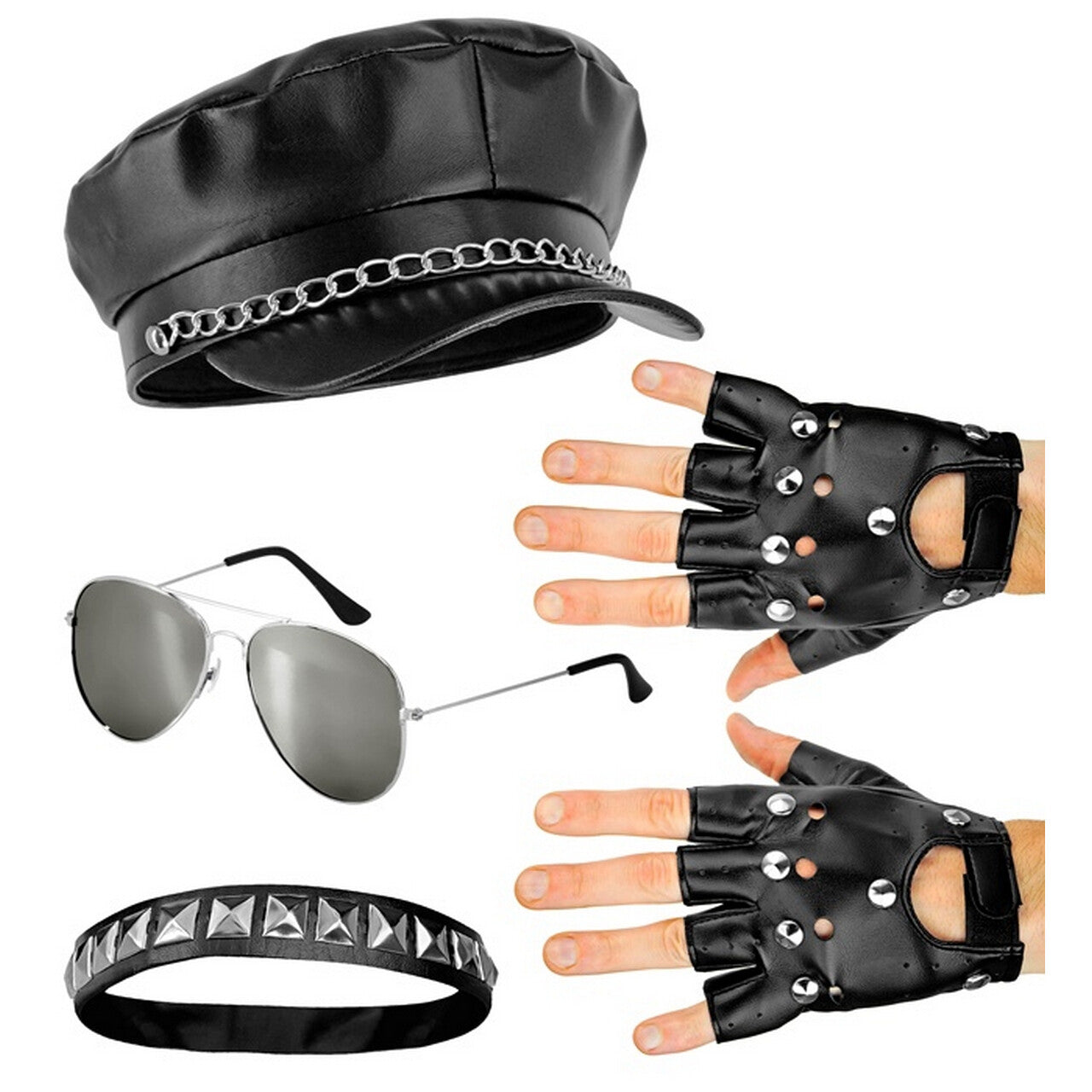 Op deze afbeelding zie je een Accessoires, van het merk Widmann. Stoere Biker Set Road Warriors