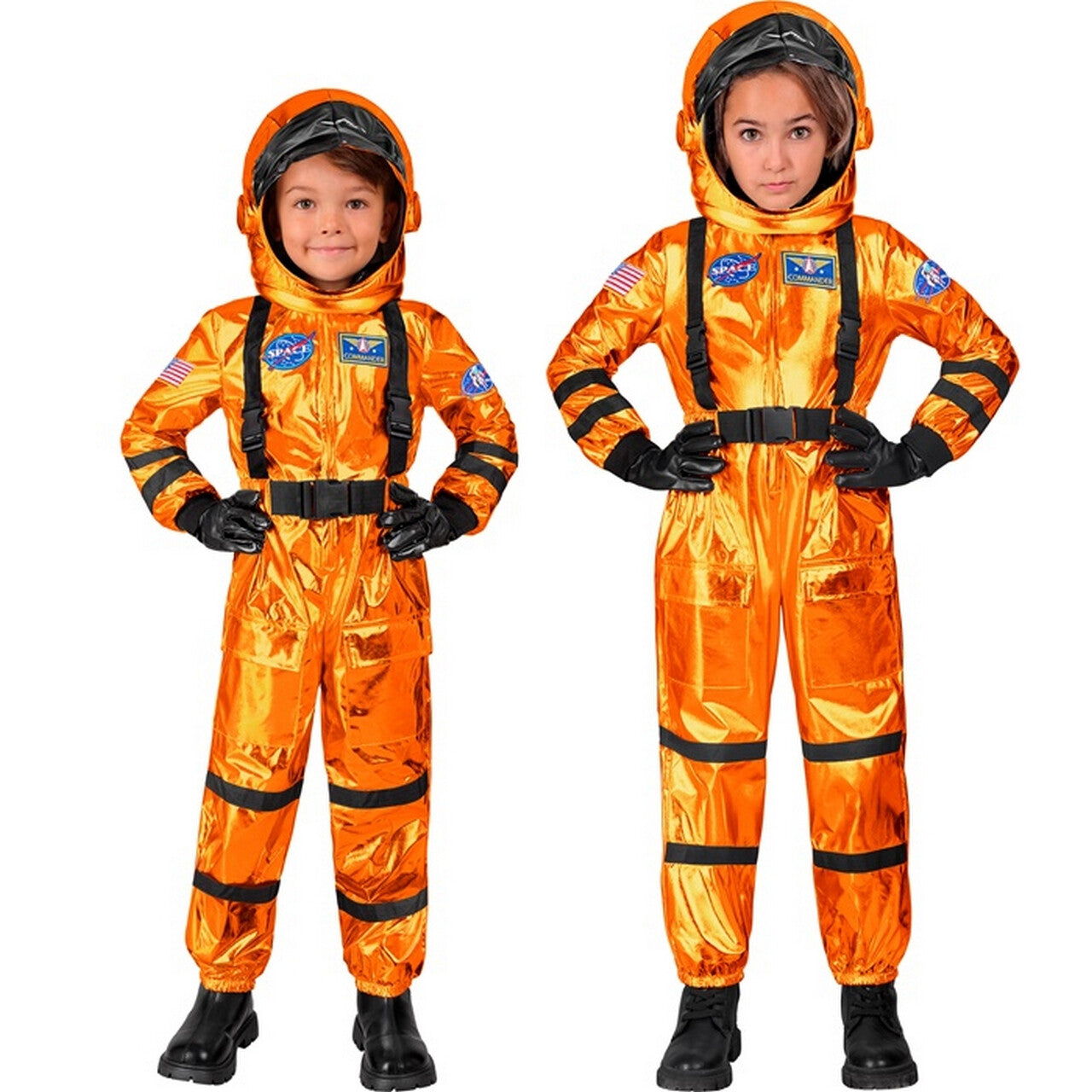 Op deze afbeelding zie je een Kostuums, van het merk Widmann. Astronaut Orange Sky Kind Kostuum