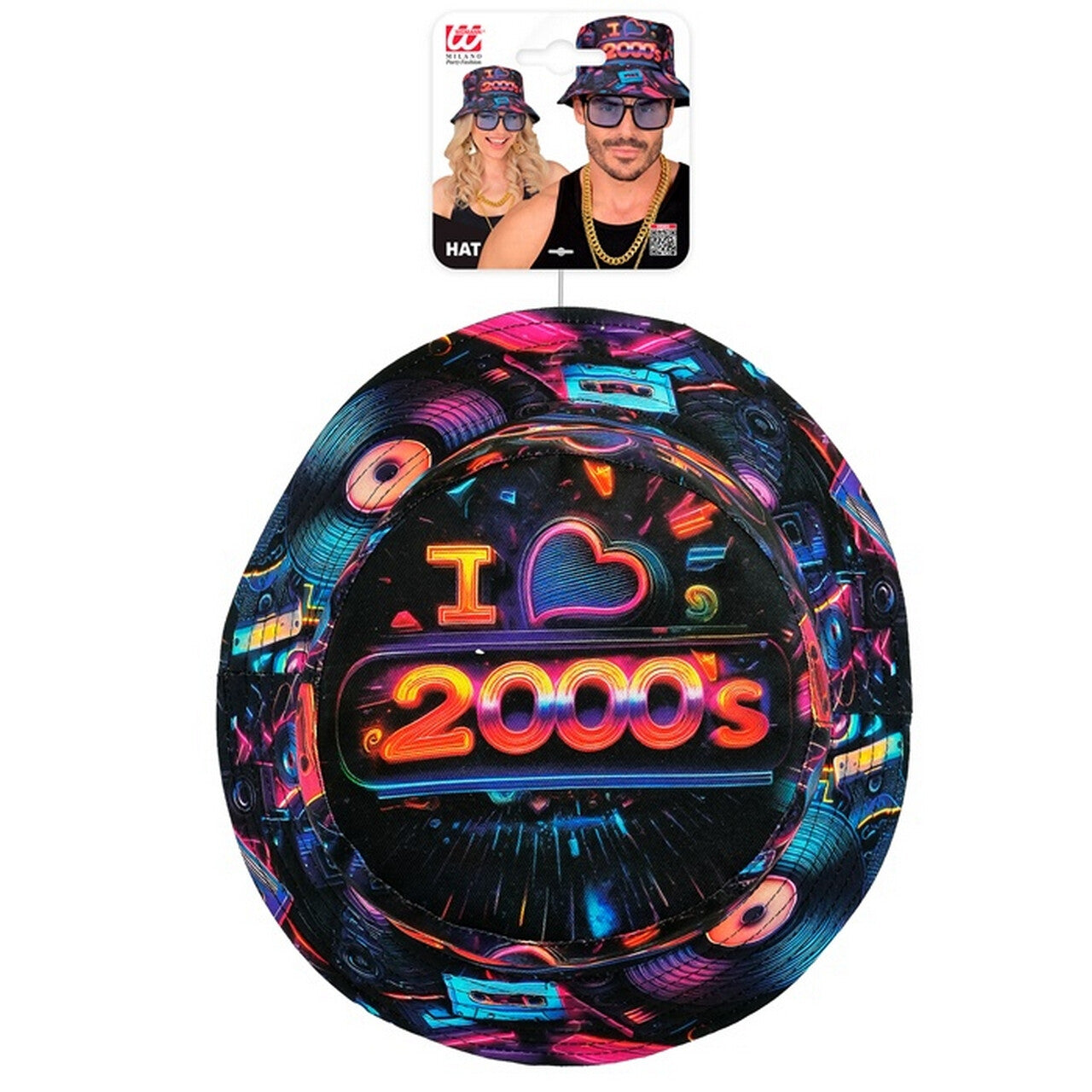 Op deze afbeelding zie je een Accessoires, van het merk Widmann. Bucket Hat I Love 2000 S