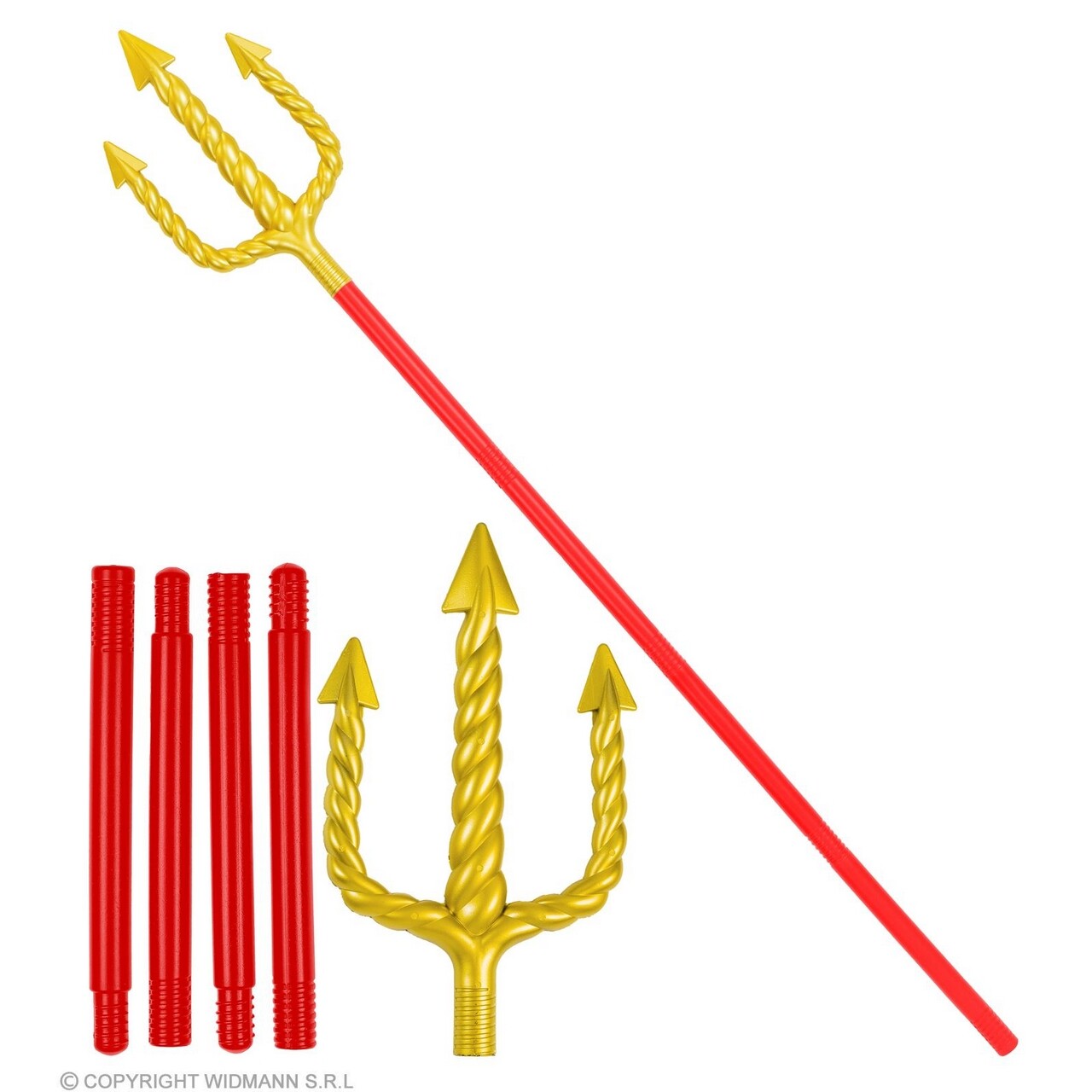 Op deze afbeelding zie je een Accessoires, van het merk Widmann. Drietand Goud Met Rode Stok