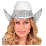 Op deze afbeelding zie je een Accessoires, van het merk Widmann. Cowboyhoed Wit Bride Met Pailletten