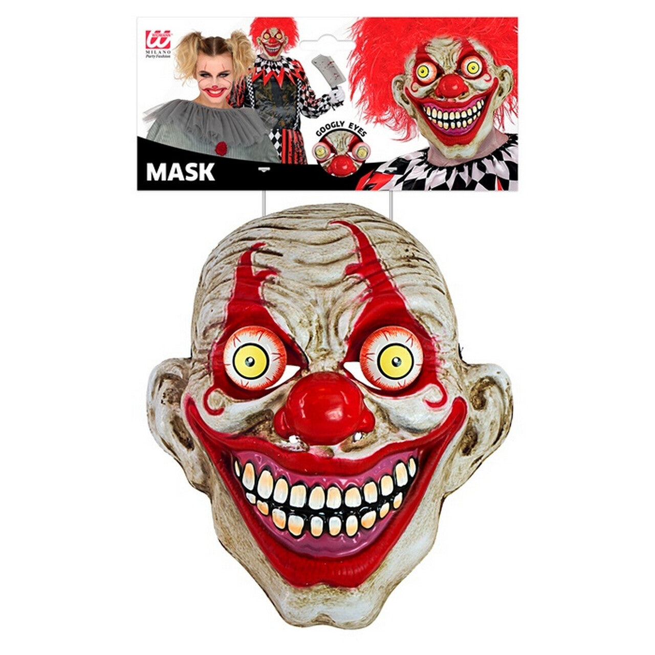Op deze afbeelding zie je een Accessoires, van het merk Widmann. Masker Smiling Clown Met Wiebel Ogen