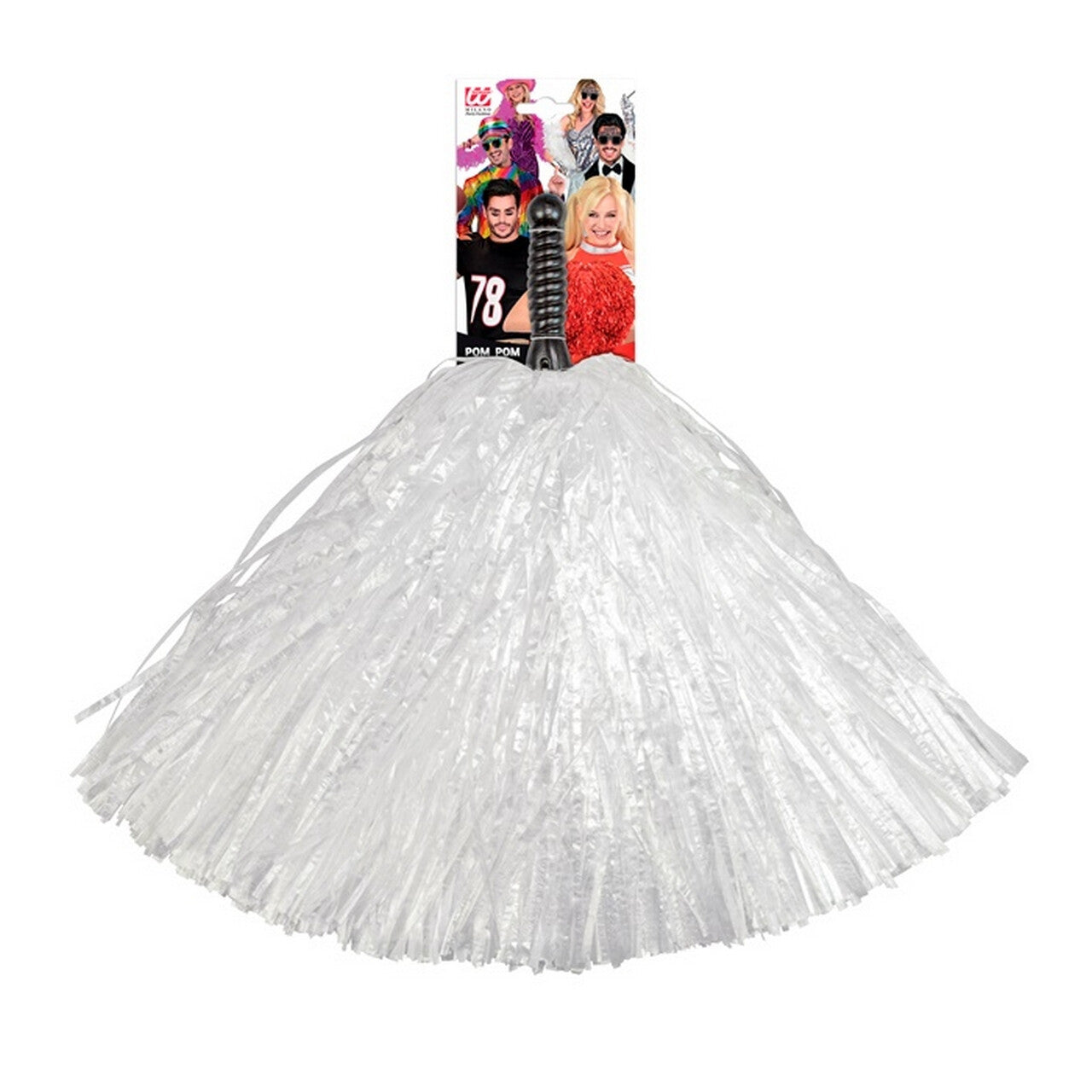 Op deze afbeelding zie je een Accessoires, van het merk Widmann. Cheerleader Pom Pom Wit 1 Stuk
