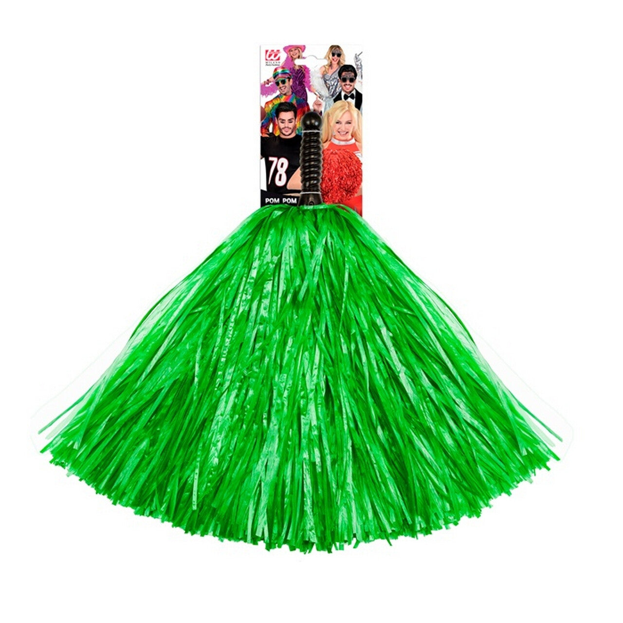 Op deze afbeelding zie je een Accessoires, van het merk Widmann. Cheerleader Pom Pom Groen 1 Stuk