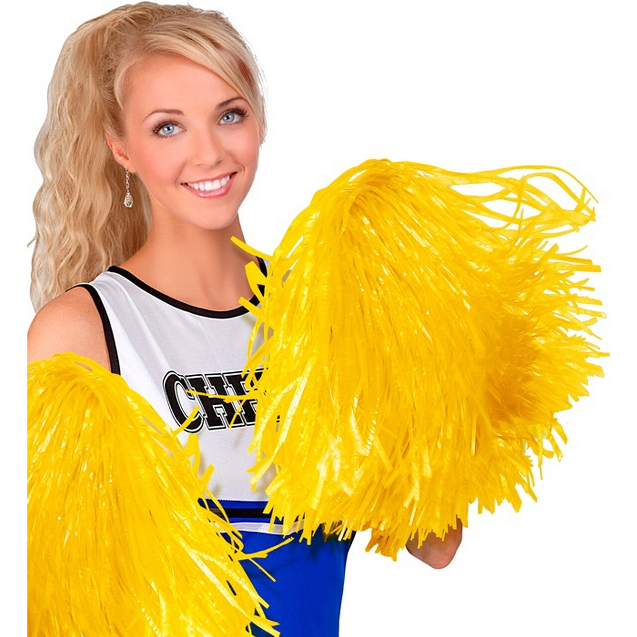 Op deze afbeelding zie je een Accessoires, van het merk Widmann. Cheerleader Pom Pom Geel 1 Stuk
