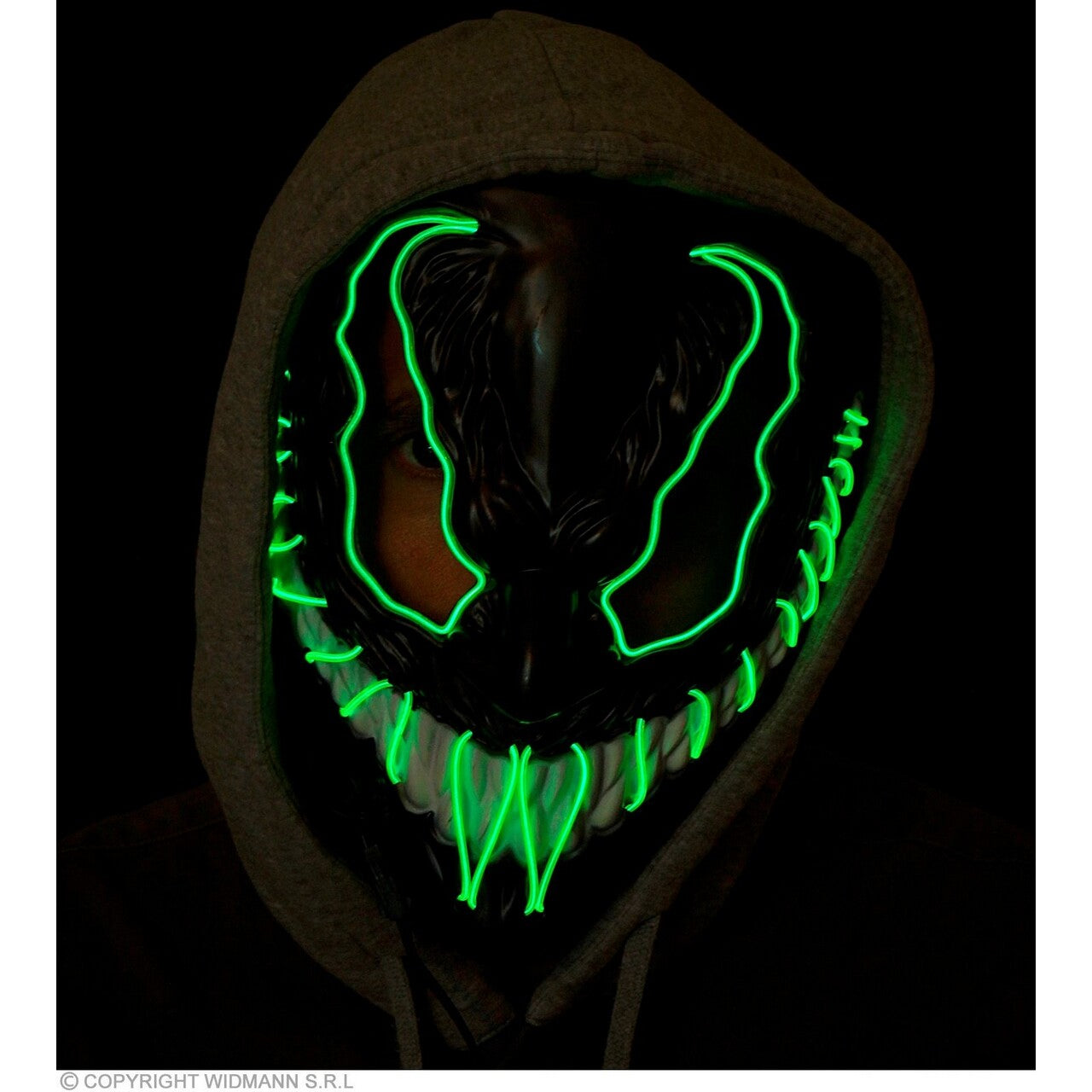 Op deze afbeelding zie je een Accessoires, van het merk Widmann. Masker Venom Monster Met Groen Licht