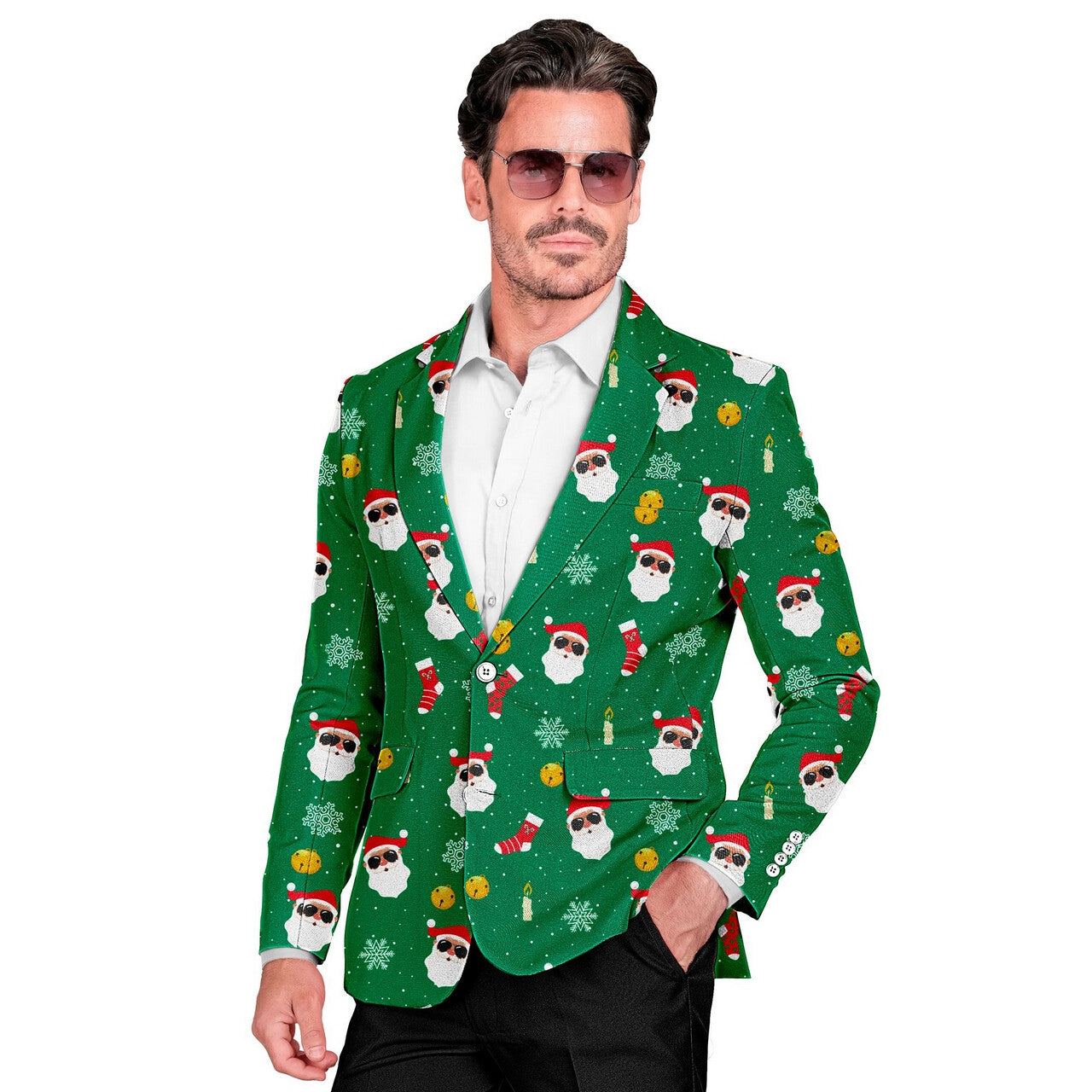 Op deze afbeelding zie je een Kostuums, van het merk Widmann. Santa Cool Claus Colbert Man