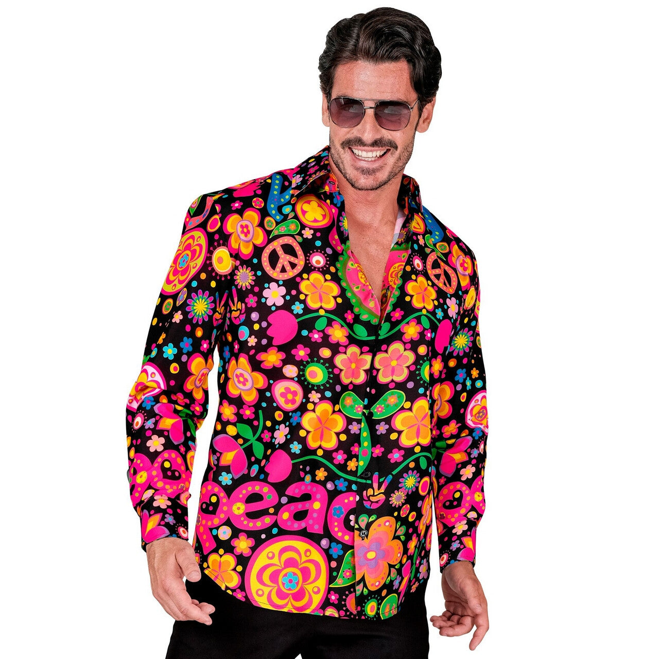 Op deze afbeelding zie je een Kostuums, van het merk Widmann. Peace And Love Overhemd Neon Man
