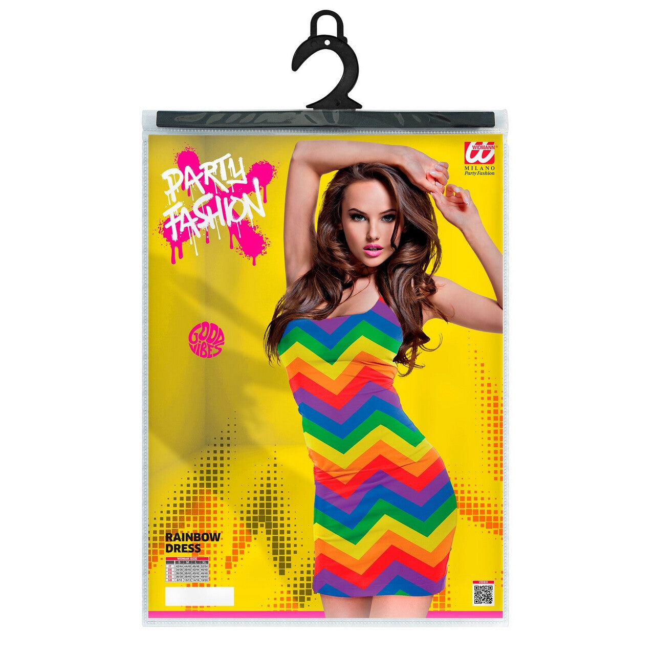 Op deze afbeelding zie je een Kostuums, van het merk Widmann. Zigzag Regenboog Jurk Vrouw