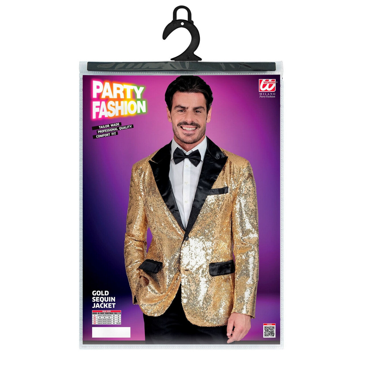 Op deze afbeelding zie je een Kostuums, van het merk Widmann. Showmaster Golden Glam Pailletten Colbert Man