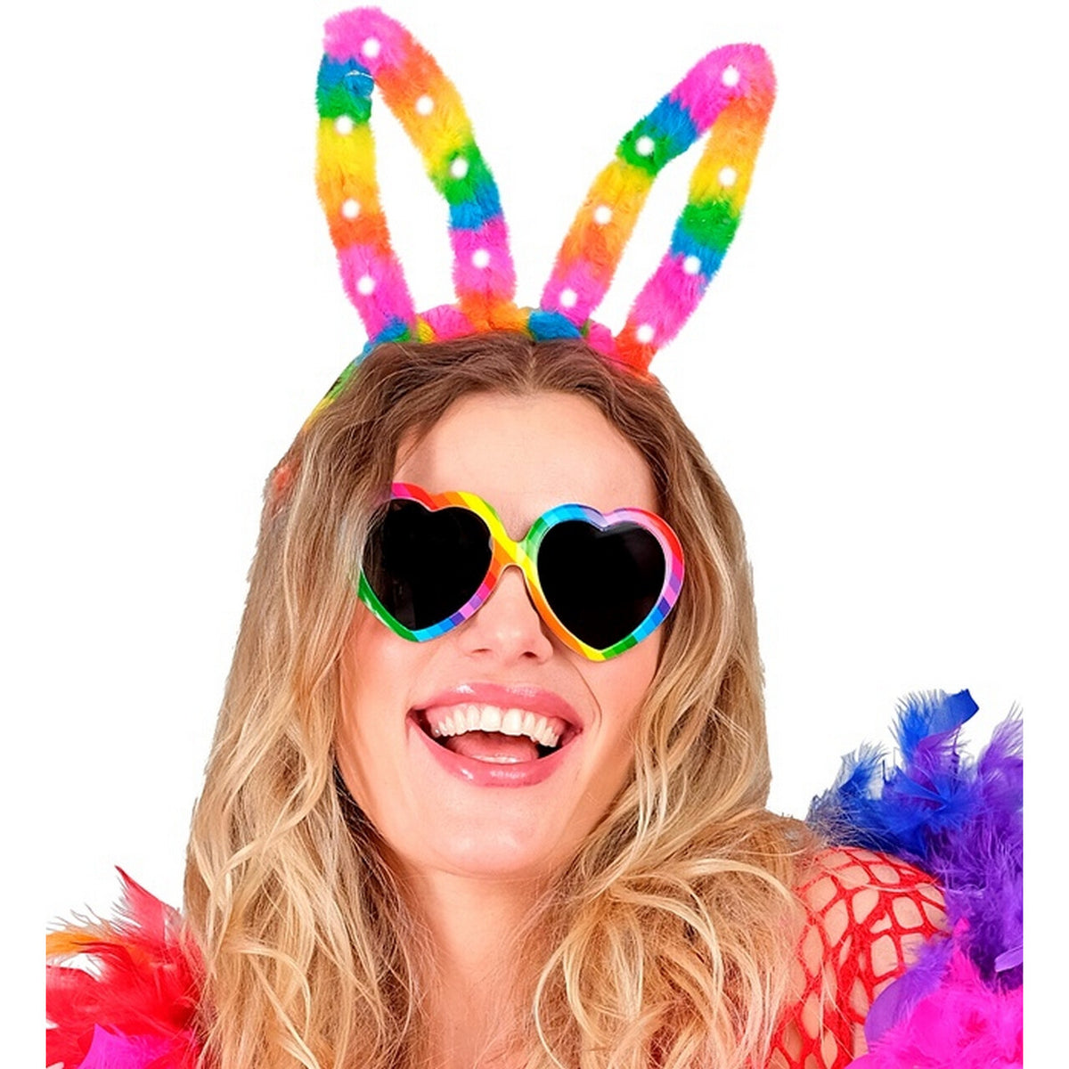 Op deze afbeelding zie je een Accessoires, van het merk Widmann. Hoofdband Gekleurde Funny Bunny Met Licht