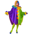 Poncho Clown Paars Groen Vrouw Kostuum