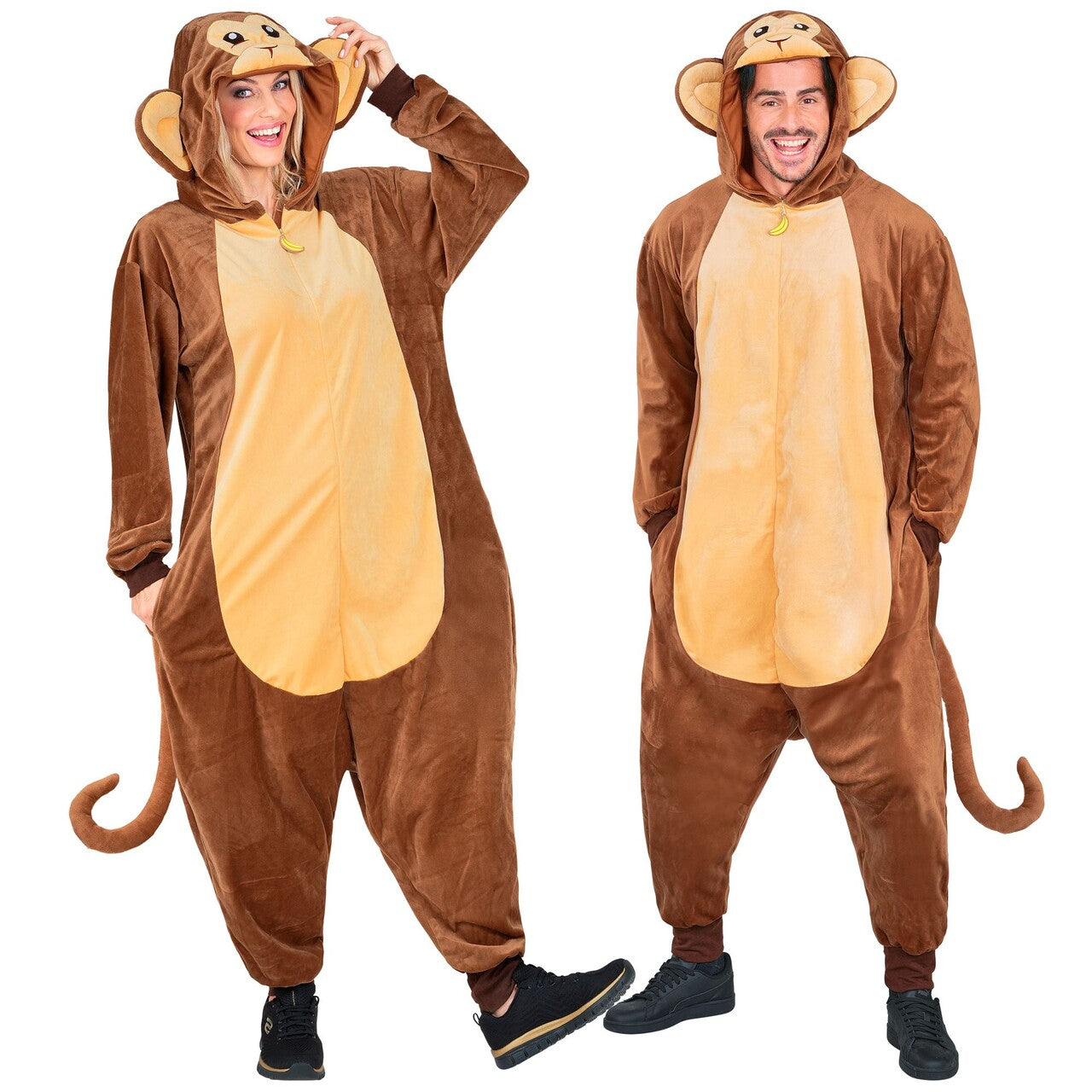 Op deze afbeelding zie je een Kostuums, van het merk Widmann. Super Comfort Onesie Aap Kostuum
