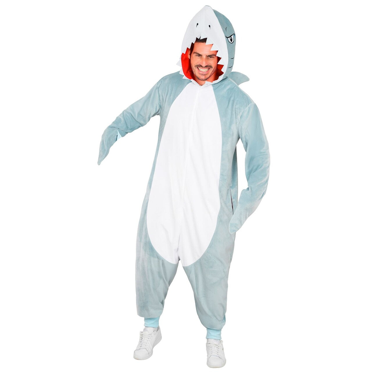 Op deze afbeelding zie je een Kostuums, van het merk Widmann. Hi De Haai Onesie Kostuum