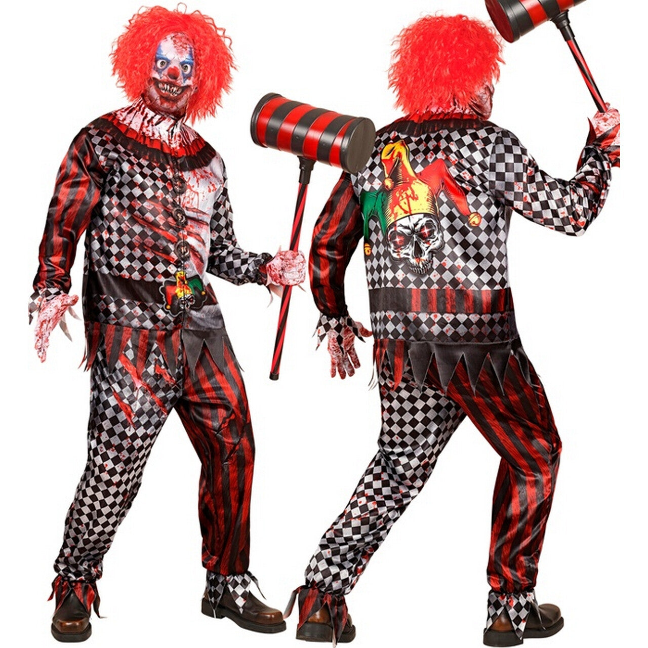 Op deze afbeelding zie je een Kostuums, van het merk Widmann. Bloederige Killer Joker Man Kostuum
