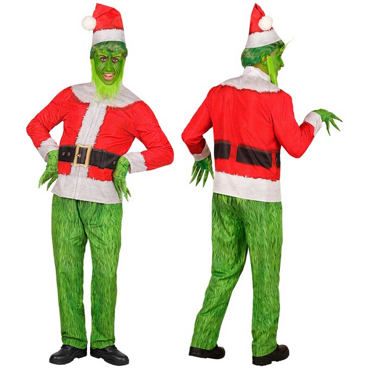 Op deze afbeelding zie je een Kostuums, van het merk Widmann. Groen Kerst Monster Grinch Man Kostuum