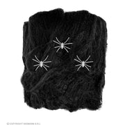 Op deze afbeelding zie je een Decoratie, van het merk Widmann. Spinnenweb Met 3 Glow In Te Dark Spinnen 50 Gram
