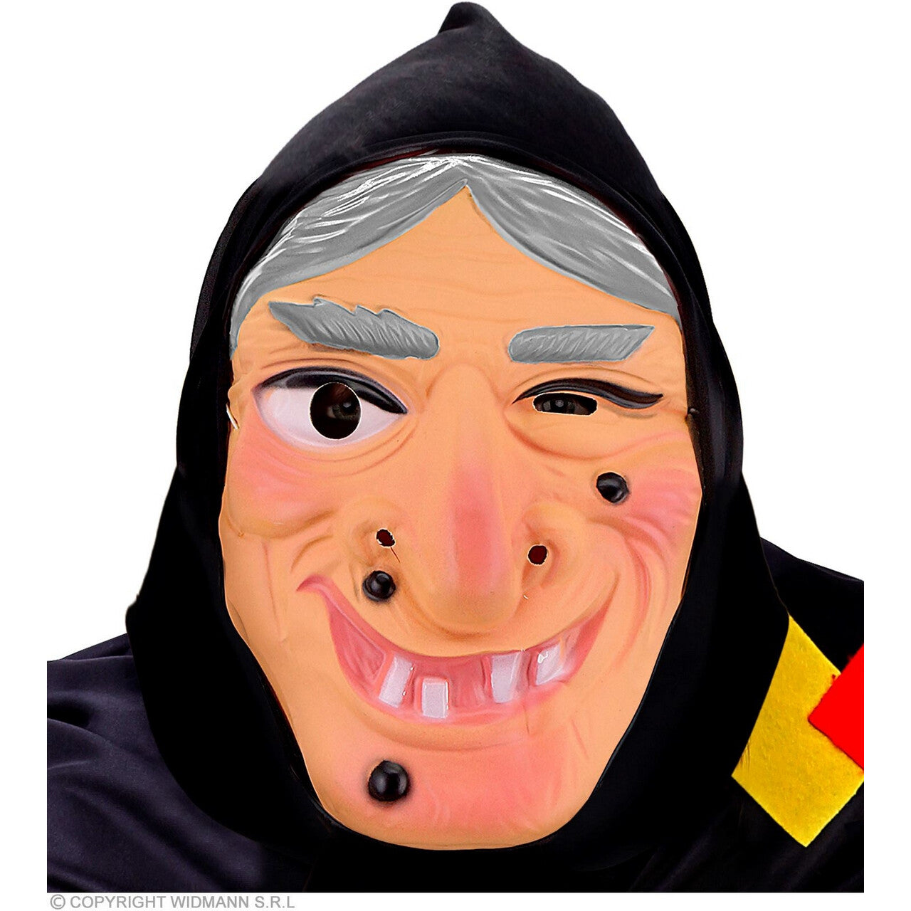 Op deze afbeelding zie je een Accessoires, van het merk Widmann. Ouwe Heks Zwartwrat Masker Met Hoofddoek